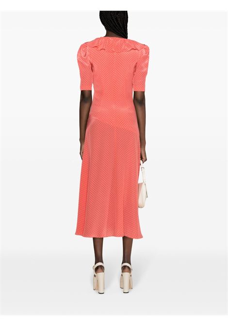 Coral polka-dot midi dress - women ALESSANDRA RICH | FABX3613F42301307